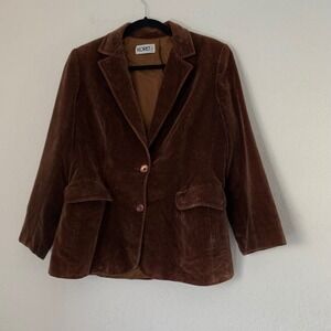 Vintage Koret Velvet Blazer Women M/L Brown Button Dark Academia Earthy Tailored
